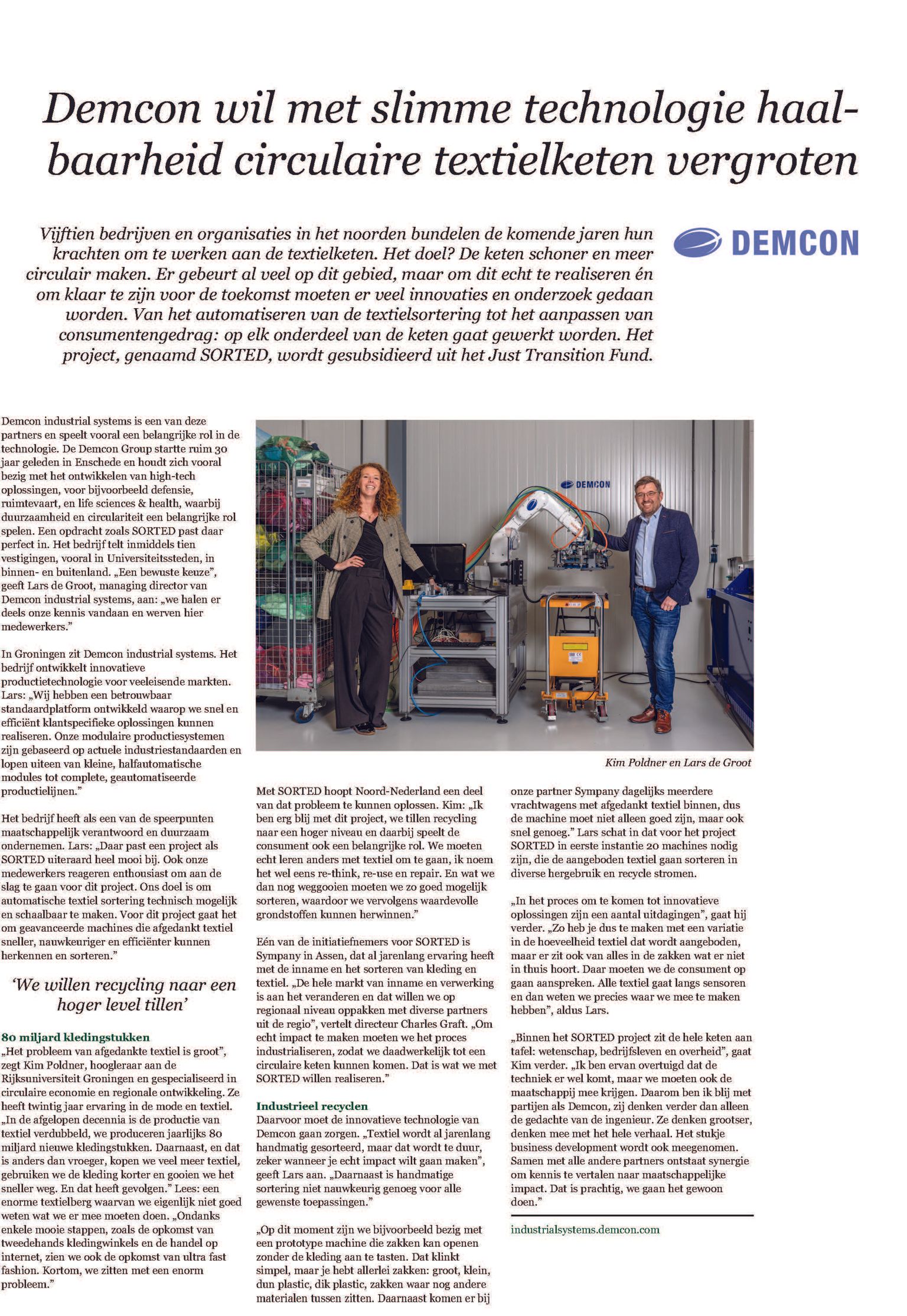 Demcon artikel- Kim Poldner en Lars de Groot